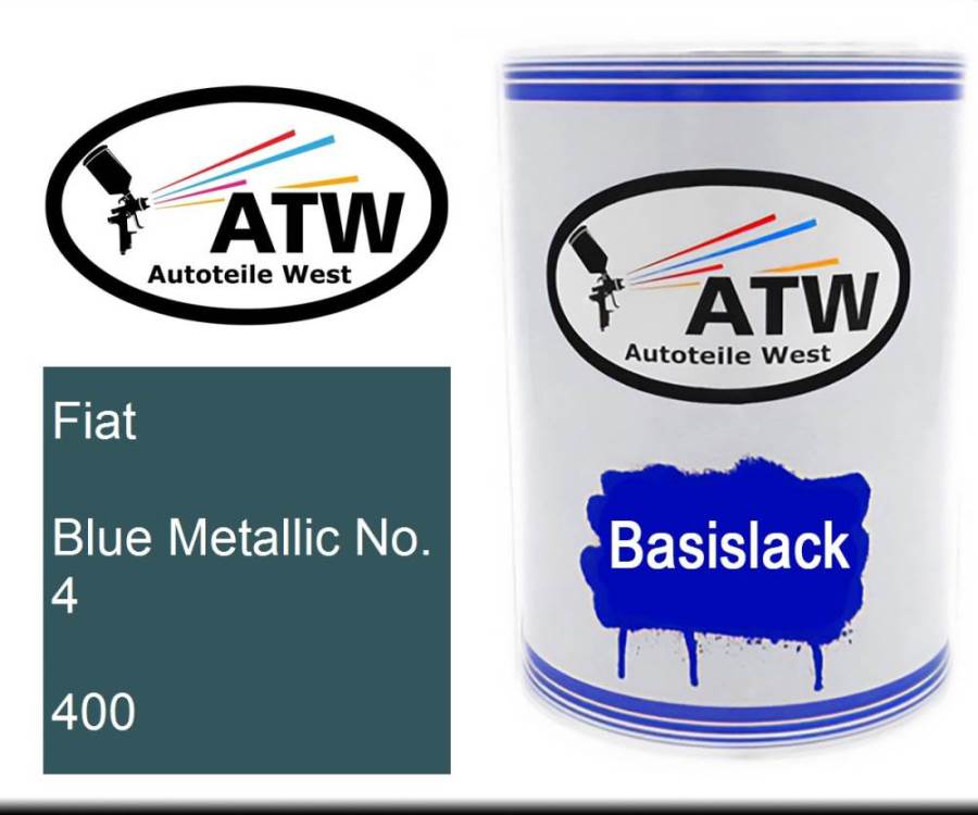 Fiat, Blue Metallic No. 4, 400: 500ml Lackdose, von ATW Autoteile West.